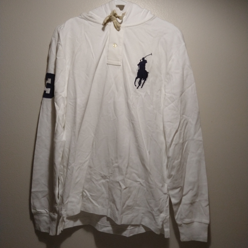 Polo Ralph Lauren White Big Pony Hooded Polo Parka Pullover Shirt - Picture 5 of 16